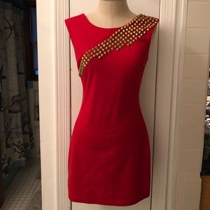 Studded sexy red dress